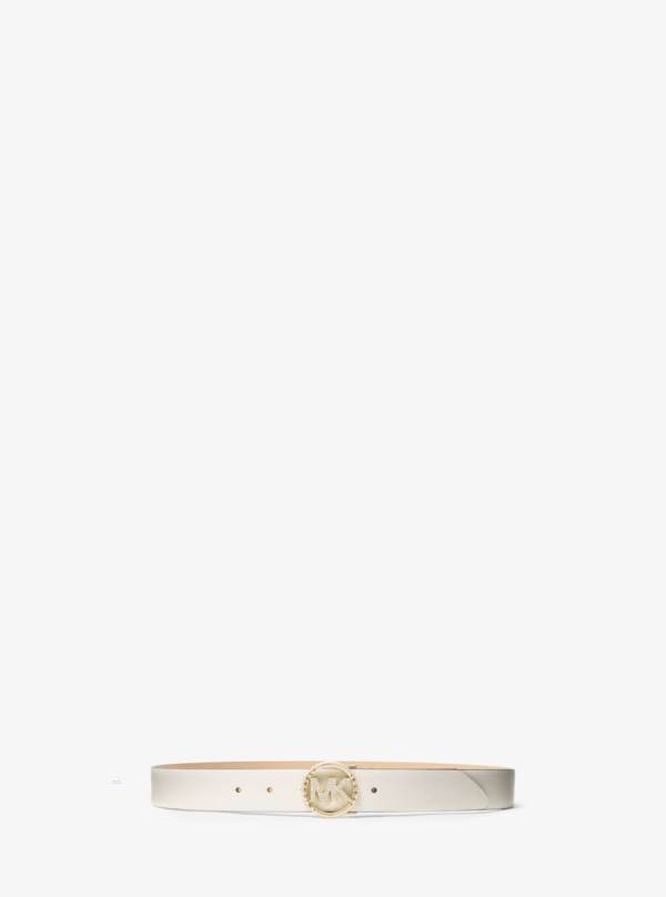 Damske Opasky Michael Kors Leather Pavé Logo Krém - Doplnky Michael Kors Obchod | NUMAZ-6871